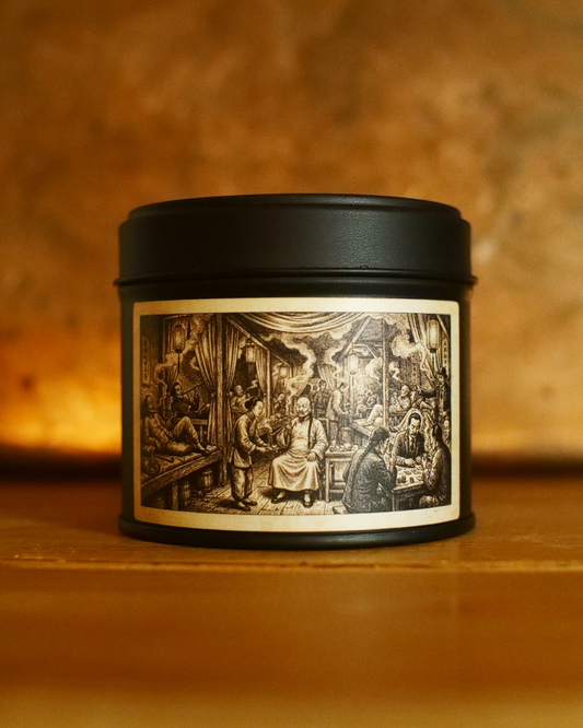 Vietnamese Night Market candle tin with night market engraving label — Filthy Candles