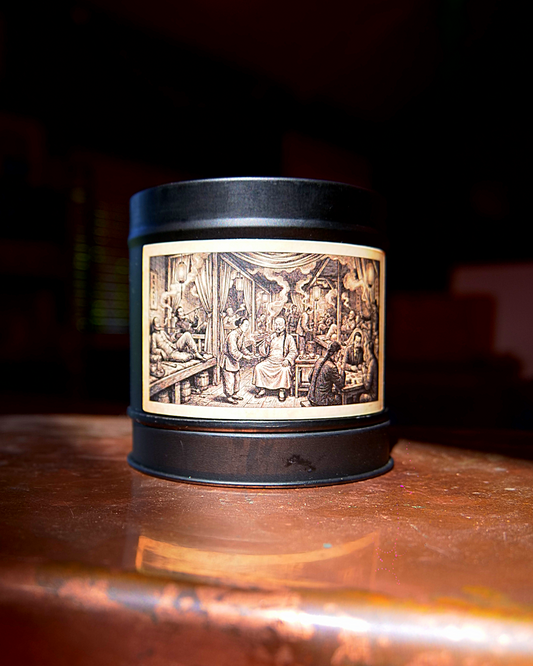Vietnamese Night Market candle tin with night market engraving label — Filthy Candles